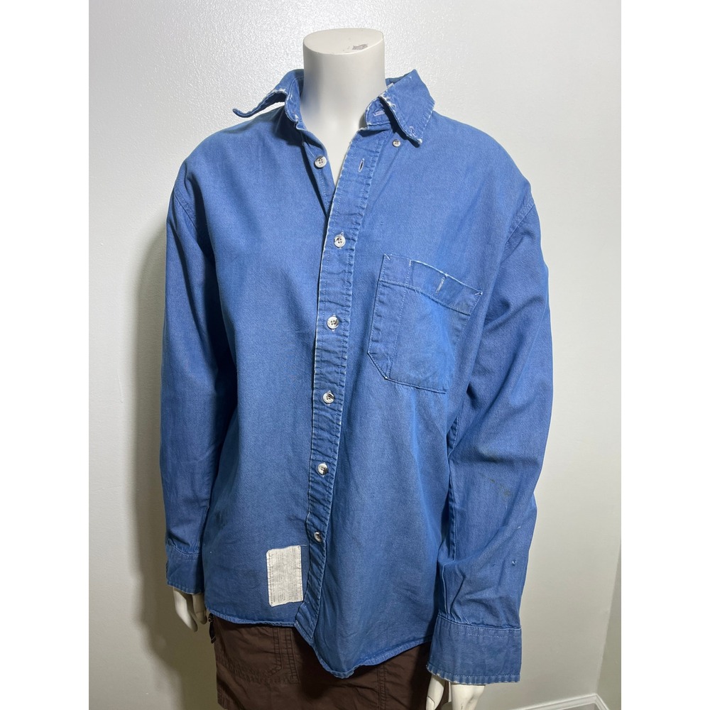 Bulwark Excel FR Blue Flame Resistant Work Shirt Mens Small Distressed Utility - Picture 6 of 7